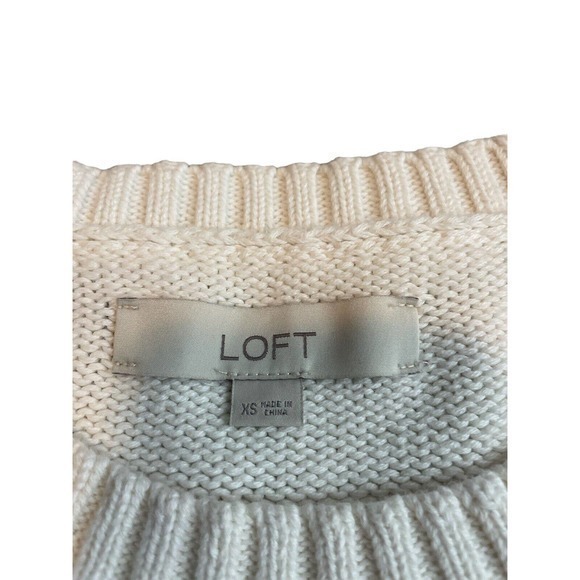 LOFT Detail Crew Neck Sweater Cream Women’s Size XSmall - Picture 5 of 6